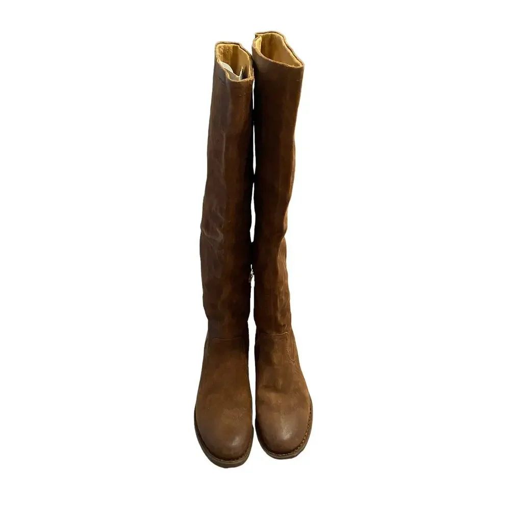 Born Britton Over the Knee Leather Suede Boots Rust Distressed Size 8M